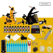 Завершенная Татуировка комплект 2 тату машина набор 20 цветов пигментные чернила для татуировки набор ЖК-питания ИГЛЫ Перманентный макияж тату комплект