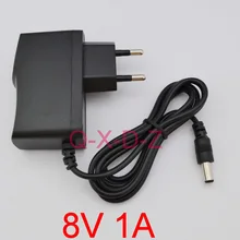 1 PCS Alta qualidade 8 V 1A AC 100 V-240 V Conversor de Comutação adaptador de alimentação DC 1000mA fonte de Alimentação EU Plug DC 5.5mm x 2.1-2.5mm