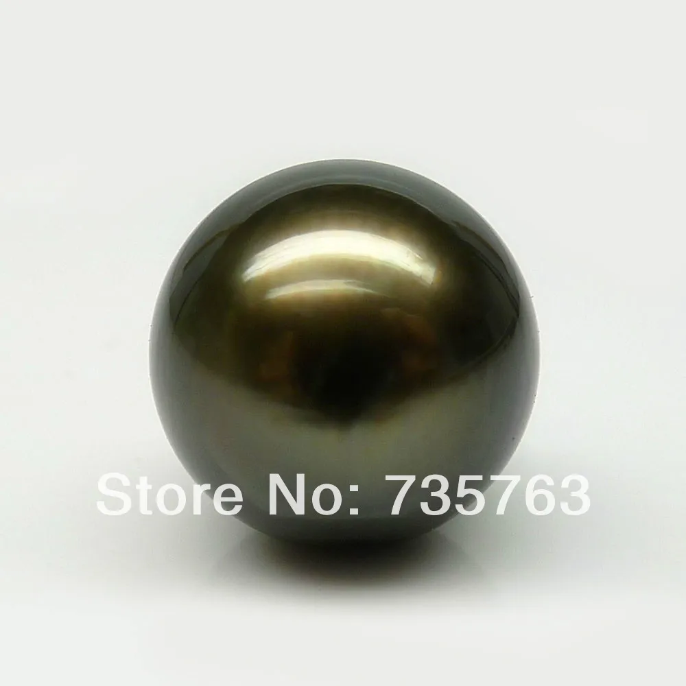 

xiuli 00082 METALLIC GREEN!PERFECT ROUND 11.1MM GENUINE TAHITIAN PEARL