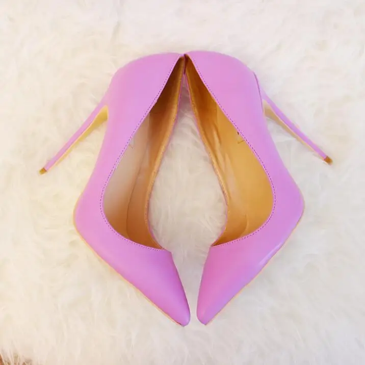 

Elegant Purple Matte Leather Wedding Shoes Pointed Toe Stiletto Heels Ladies Dress Shoes High Quality Slip-on Women Pumps