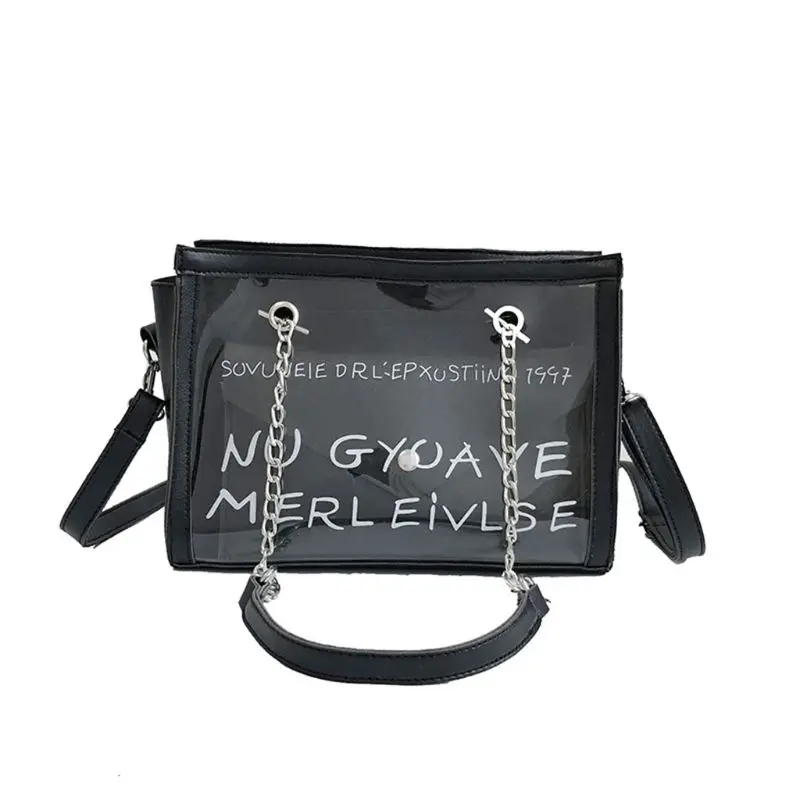 

Women Clear PVC Transparent Jelly Handbag Tote Messenger Crossbody Shoulder Bag