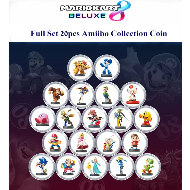 

20Pcs NFC Ntag215 Chip Cards Coin Tags Set Mario Kart 8 Deluxe For Amiibo NS Switch