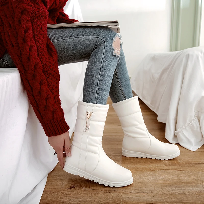 

Women Snow Boots Woman Winter Shoes Mid Calf Warm Plush Lining High Quality Anti-skid Rubber Sole 2018 New Fashion SB273