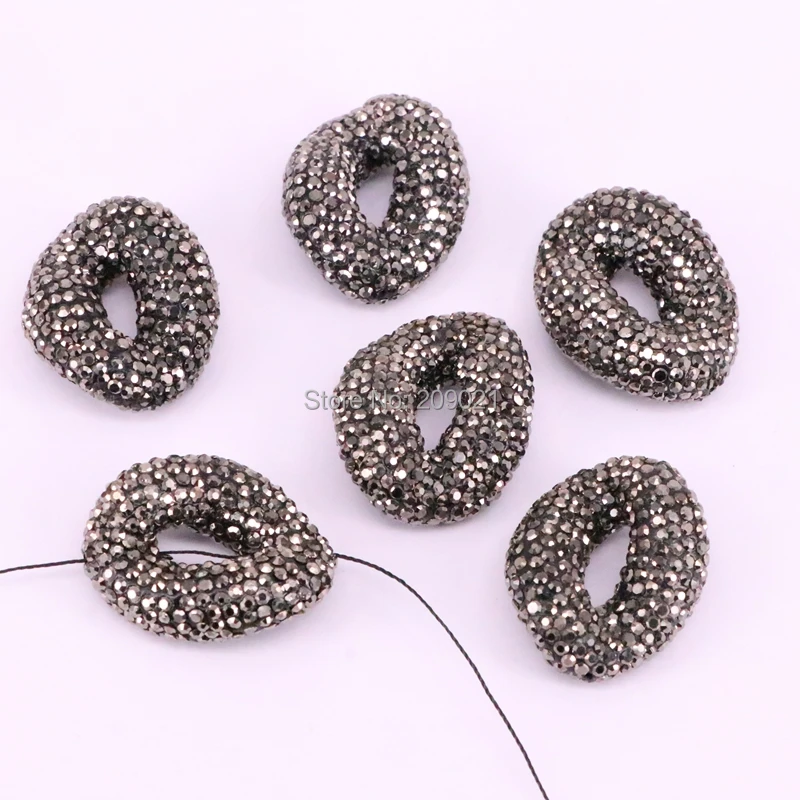 

Fashion 10Pcs Paved Black Rhinestone Loose Beads Gems Connector Spacer Beads DIY Jewelry Making