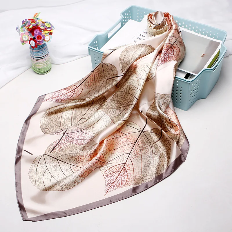 

Fashion Print Scarves For Women Silk Satin Hijab Scarf Female 90*90cm Luxury Brand Square Shawl Headband Scarfs For Ladies 2019