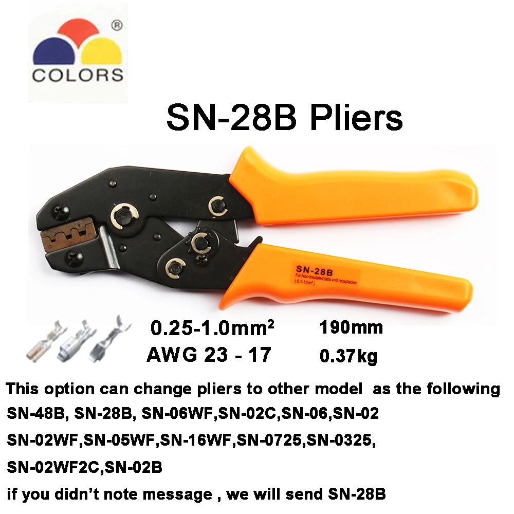 Обжимные Клещи Инструменты SN-48B для TAB 2,8 4,8 6,3/C3 XH2.54 3,96 штекером с использованием трубки insuated терминалы Электрический зажим мультиинструмент 28B комплект - Цвет: SN-28B
