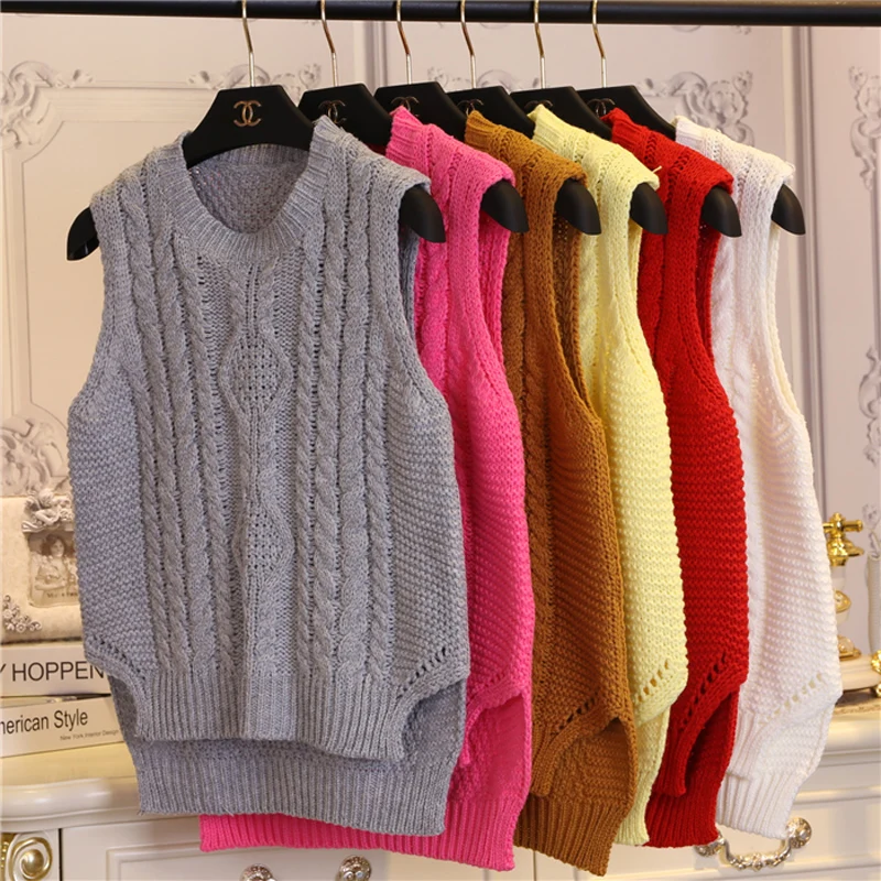 fashion preppy style short design sleeveless pullover sweater female ...