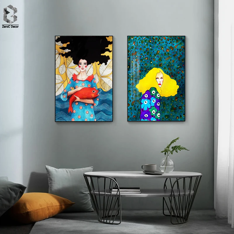 

Nordic Modern Style Handdraw Characters Colorful Canvas Painting Poster Print Decor Wall Art Pictures For Living Room Bedroom