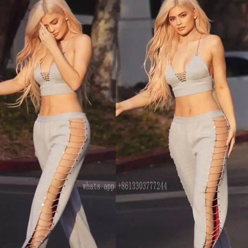 Babatique 2017 summer Rompers celebrity bandage Jumpsuit tank top pant two 2 piece set women suit sexy sequined party Bodysuit