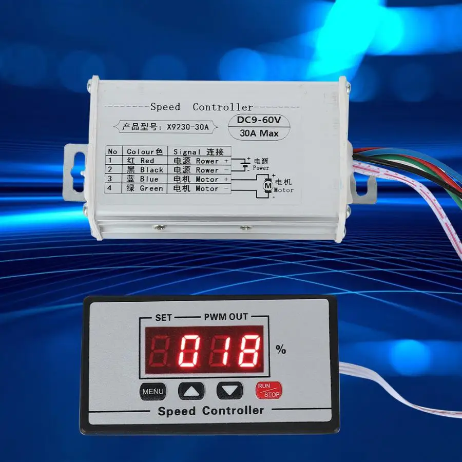 DC Motor Speed Governor 6-60V PWM Module 30A Digital Controller Switch Display