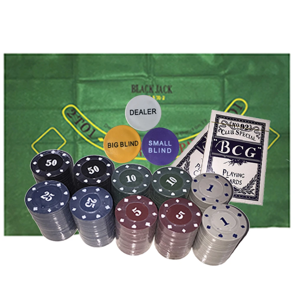 Bargaining 200PCS Cheap Poker Chips Set Blackjack Poker Table Cloth 2