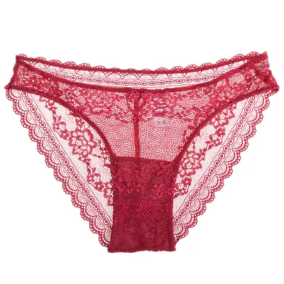 Europe transparent French sexy lace lady slim waist briefs comfortable ...