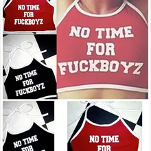 Сексуальные короткие топы без времени для FUCKBOYZ с буквенным принтом, без рукавов, с бретельками на шее, короткие летние топы, короткий жилет