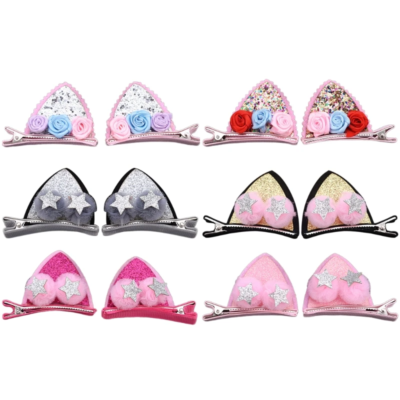 

Lovely Cat Ear Hairpins Hair Clip Ornaments Baby Girls Barrettes Ball Flower New