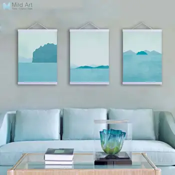 

Abstract Marine Moutains Wooden Framed Canvas Paintings Modern Nordic Triptych Home Decor Wall Art Print Pictures Poster Scroll
