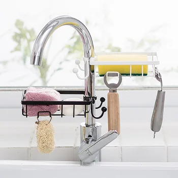 

Metal Adjustable Hanging Storage Holder Snap Sink Sponge Storage Rack Hanging scouring pad shelf Kitchen Organizer
