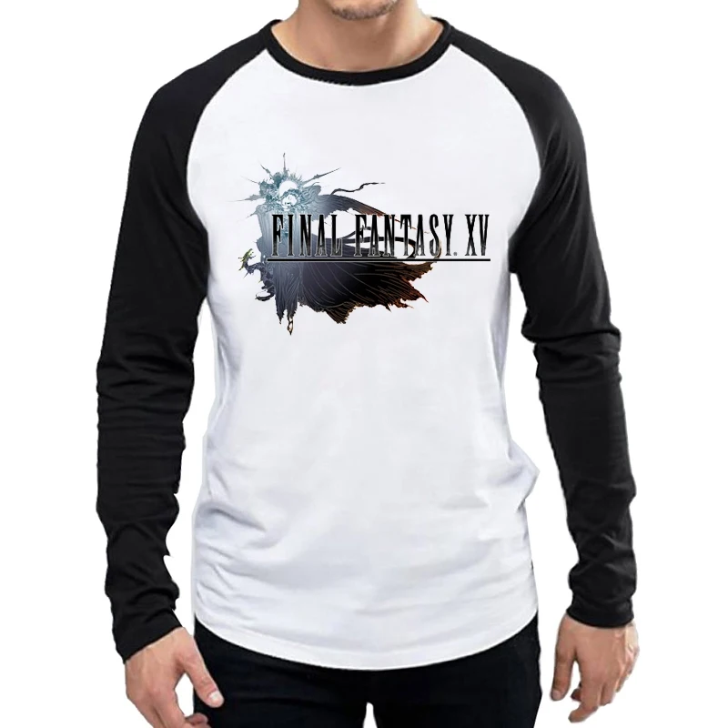 

Long Sleeve Final Fantasy T Shirt White Color Mens Fashion Full Sleeve Final Fantasy Logo T-shirt Tops Tee Game tshirts