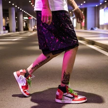 Лето Личность поддельные два Шорты мужская прилив бренд розовый порошок камуфляж Шорты