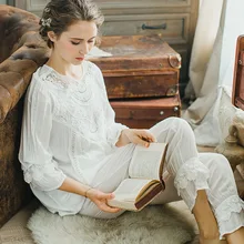 Новое поступление, осенне-зимняя женская пижама из чистого хлопка в стиле принцессы, Женская королевская одежда для сна, одежда для дома, Vestidos QW1722