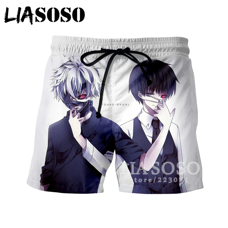 LIASOSO/Новые летние модные мужские и женские шорты с 3D принтом, аниме, шорты с принтом в стиле японского вурдалак, пляжные шорты для фитнеса, милые повседневные Шорты Унисекс A067-15