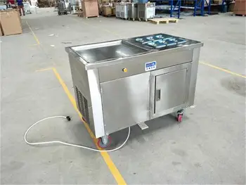 

New type Thailand single square pan wiht 6 food tanks fry fried fry ice cream making machine