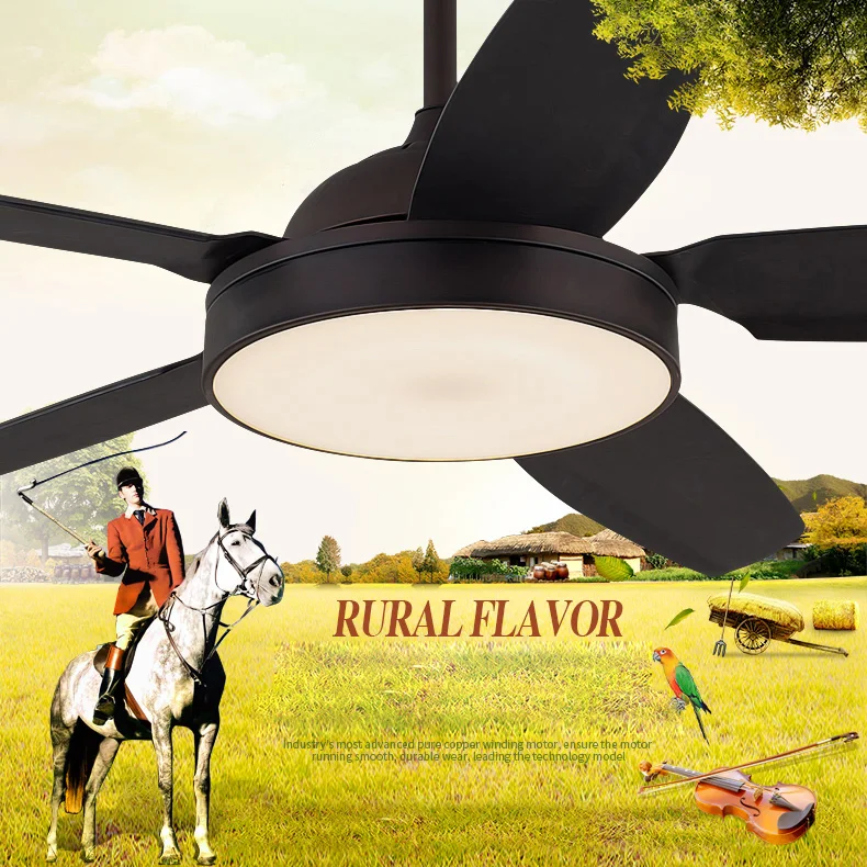 52 inch black ceilng fan light creative home ceiling with LED lights for living room bedroom AC220V | Лампы и освещение