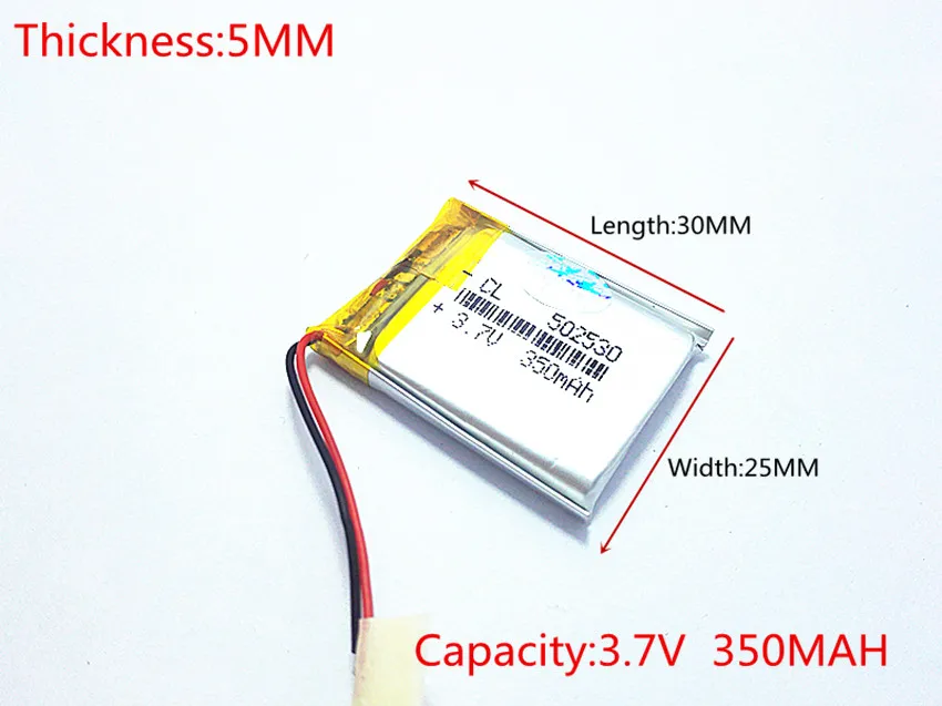 3,7 в 502530 350 мАч литий-ионный полимерный аккумулятор качество товаров CE FCC ROHS Сертификация