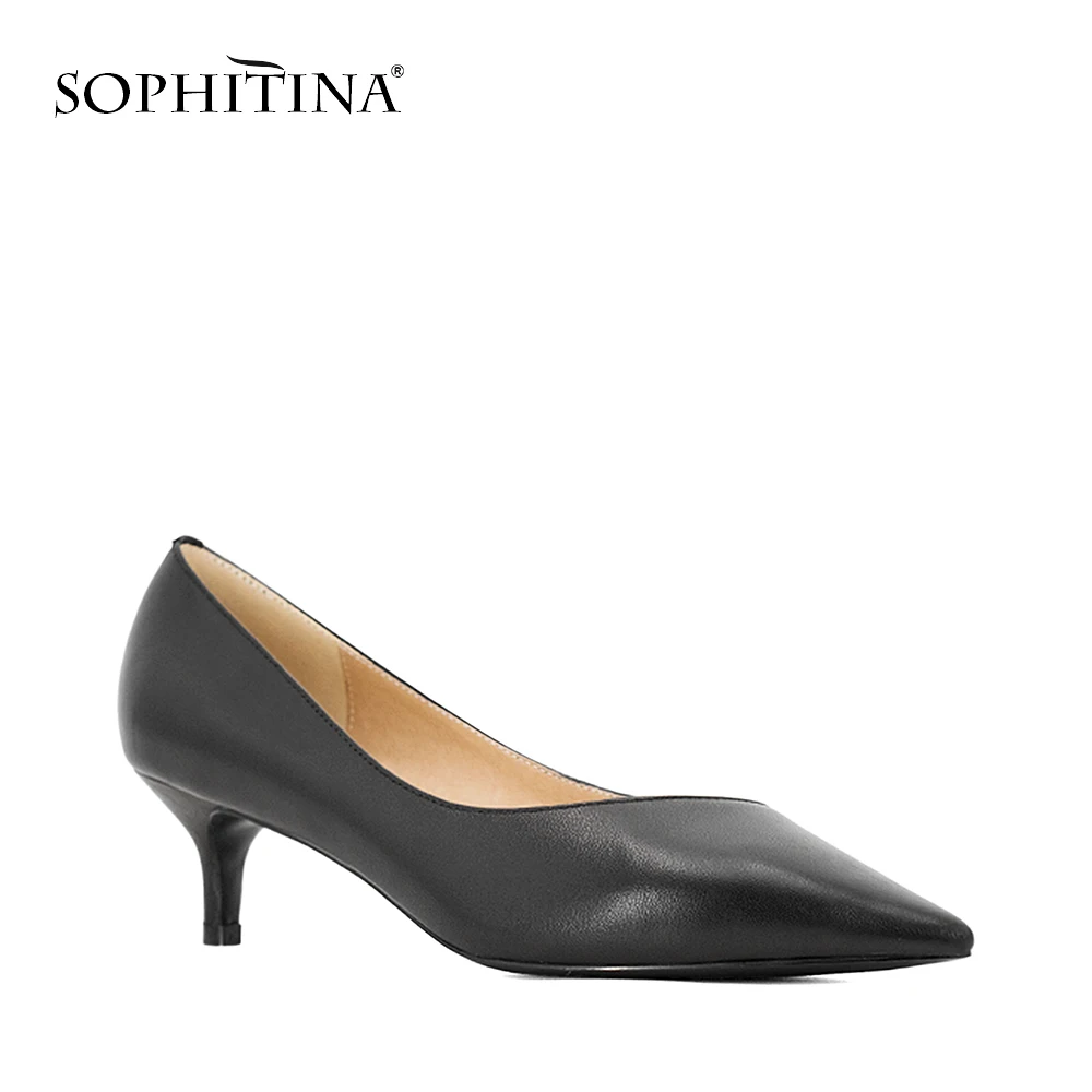SOPHITINA/Лидер продаж Пикантные туфли лодочки на стильном низком каблуке как