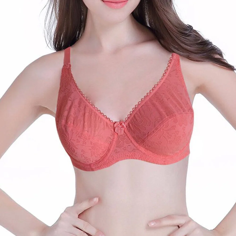 Unpadded Lace Push UP Bra See-Through Underwired Support Bralet Black Nude White