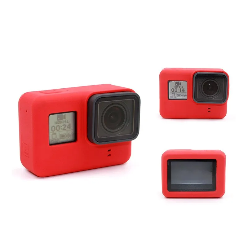 red Силиконовый защитный чехол для GoPro Hero 7 5 6 оболочка Защитная крышка для объектива для Go Pro 7 6 5 Аксессуары для экшн-камеры - Цвет: red