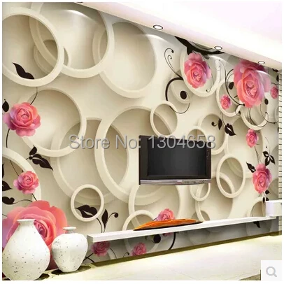 

Custom papel DE parede 3 d, large murals of 3d circle Rose to the sitting room the bedroom TV wall vinyl which wallpaper