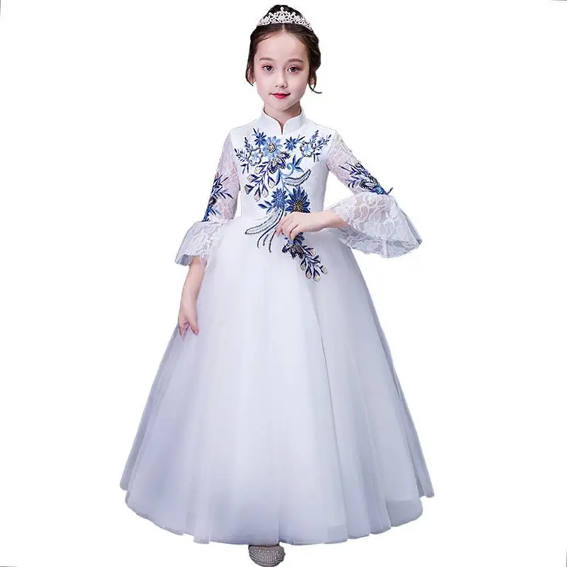 

2019 New Fashion Teenage Girl Embroidery Tutu Princess Dress Kids Dresses For Girls Wedding Party Baby Girl Clothes Vestidos F22