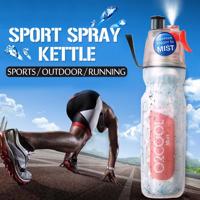 Double deck Sports Drink Spray Water Bottle Cold Insulation Outdoor