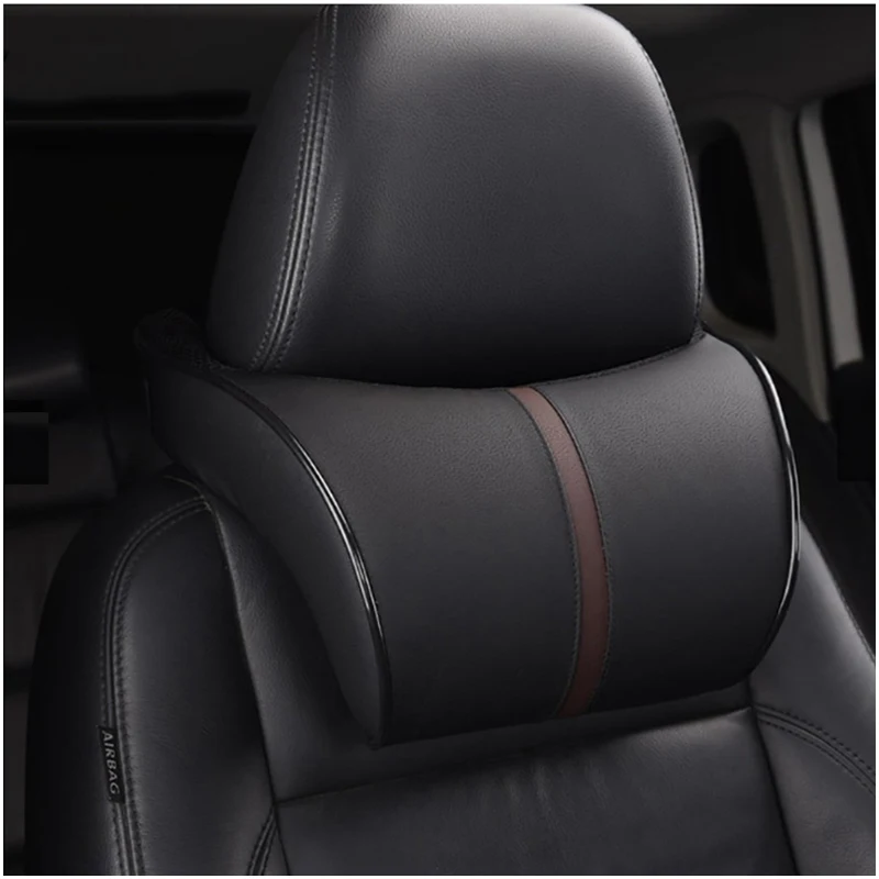 

Car Memory Foam Seat Headrest Pillow Adjustable PU Leather Supporter Head Neck Rest Cushion TZ005
