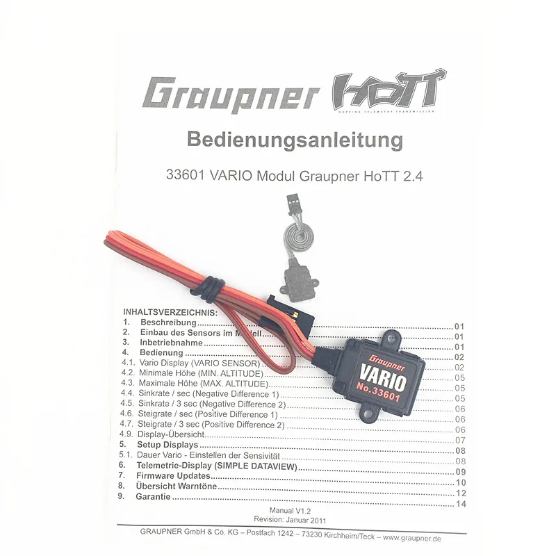 Graupner HOTT Vario модуль барометр № 33601 монитор в реальном времени контроль высоты для