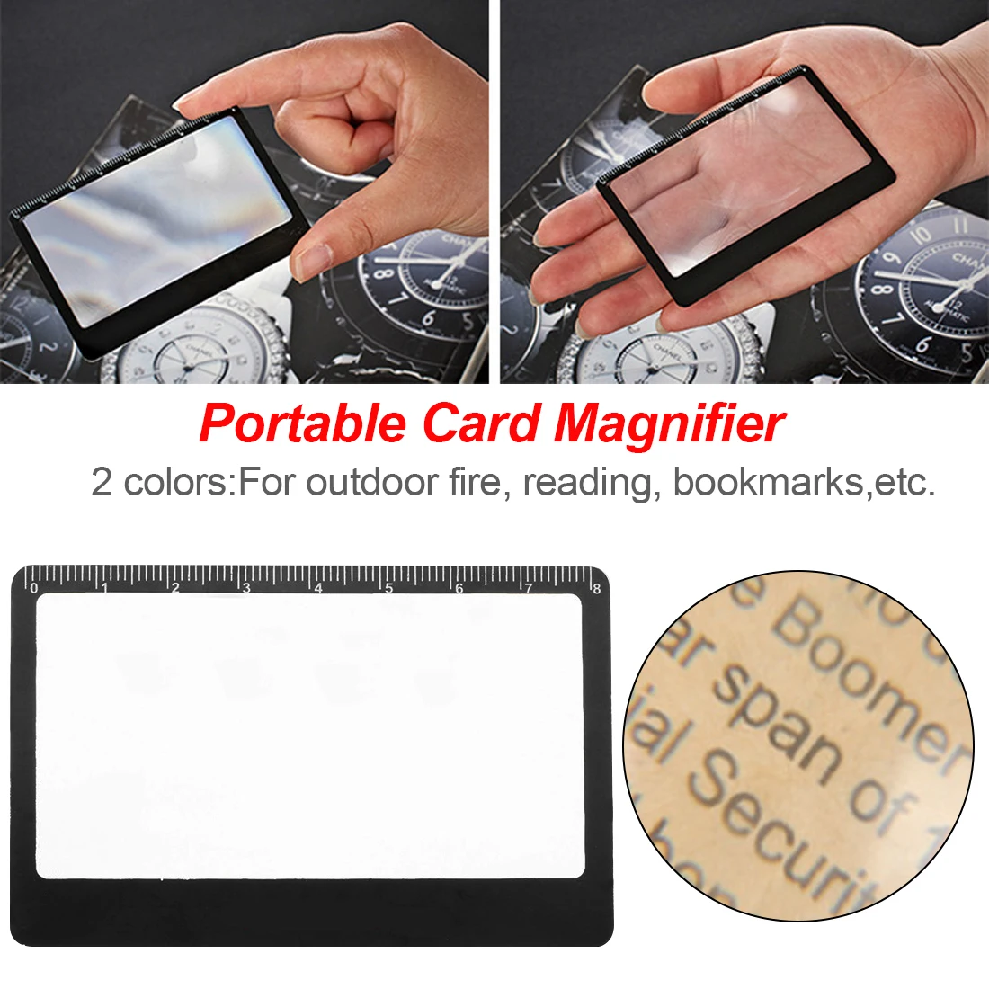 

Transparent 3X Credit Card Shape Magnifiers Plastic Magnifying Fresnel Lens for Reading Newspaper Book
