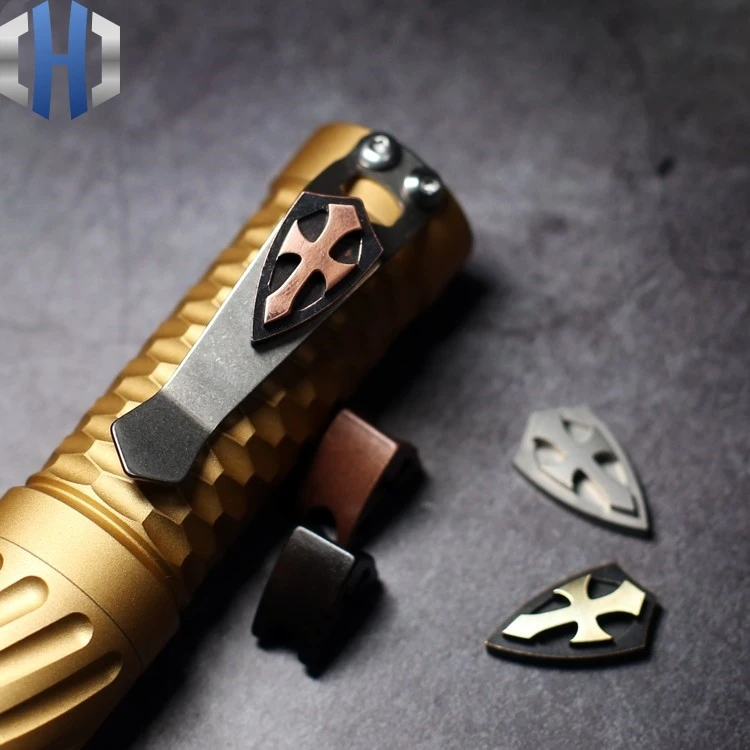 

EDC Cross With Screw Shield Titanium Alloy Copper Copper Brass Flashlight Clip Folding Knife Pendant Accessories Knife Beads