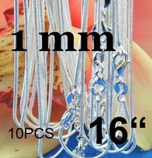 10 шт./лот промо-акция! посеребренное ожерелье, серебряное модное Ювелирное Украшение цепочка 1 мм ожерелье 16 18 20 22 24 дюйма