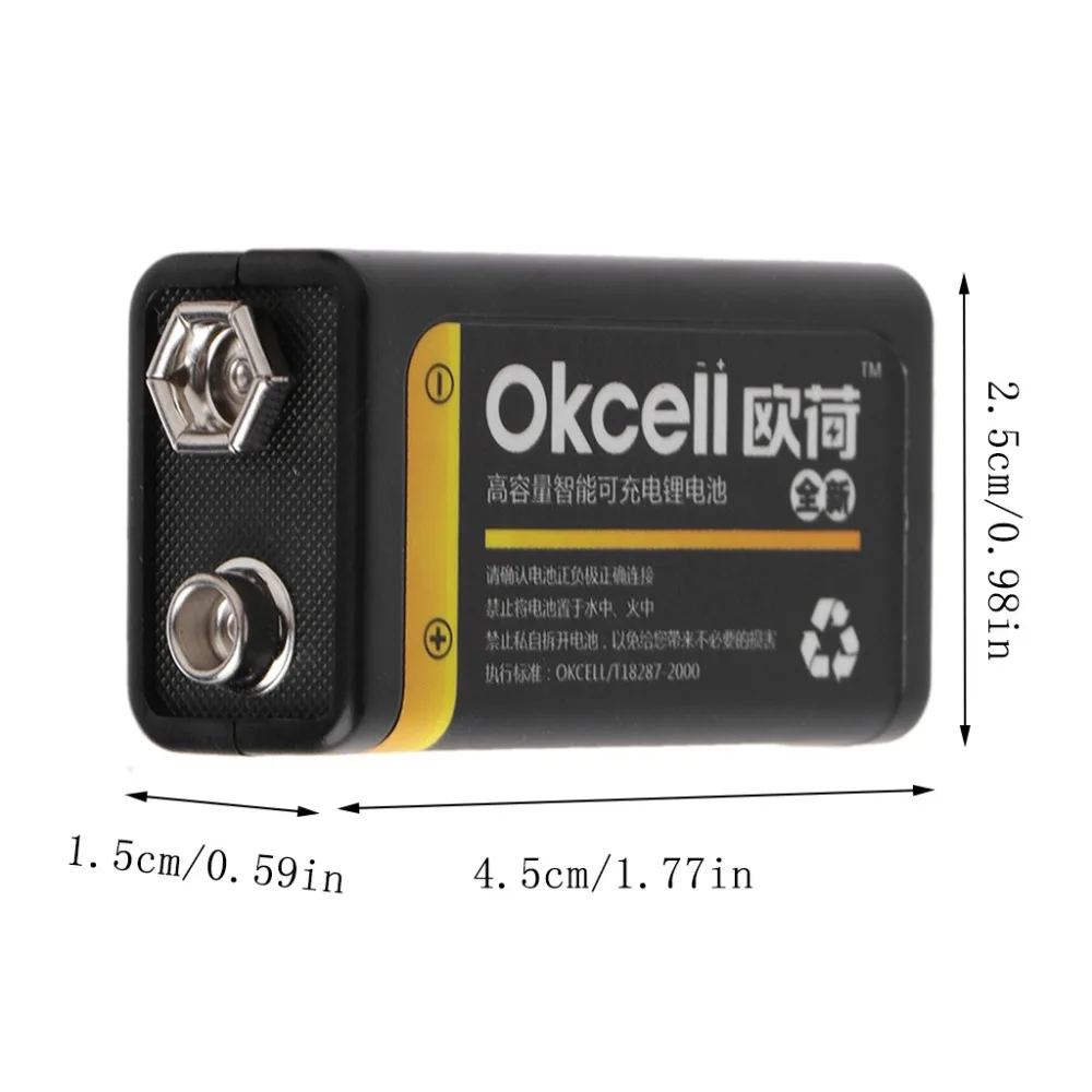 Аккумуляторная батарея Lipo с Micro USB 9 В 800 мАч для мультиметра микрофона пульта
