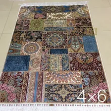 4'X6' 230 линия ручной работы Шелковый Восточный персидский ковер ручной работы шелковый ковер для украшения дома