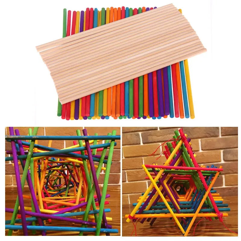 Rainbow Colours 100 Craft Sticks Lollipop Lolly Popsicle