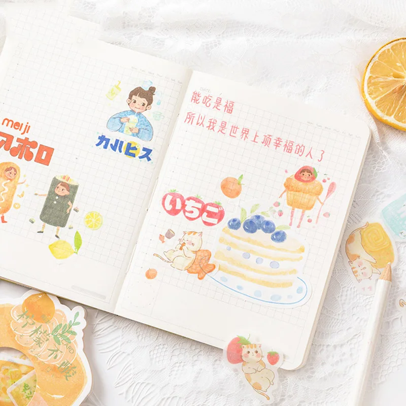 40Pcs Kawaii Dessert Stickers Cute Food Stationery Stickers Paper Adhesive Sticker For Kids DIY Scrapbooking Diary Photos Albums