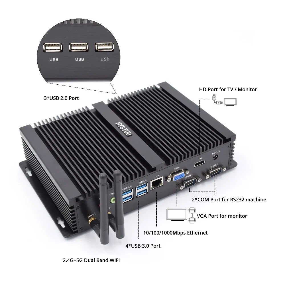Мини ПК промышленный Windows XP intel celeron 1007u 2RS232 COM порт неттоп HDMI VGA дешевый