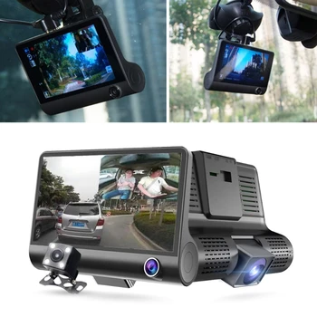 Dash Cam Camera 4 1080P Three Lens Car DVR Camera Vehicle Camcorder Video Recorder Night Vision  G-sensor  Loop Recording