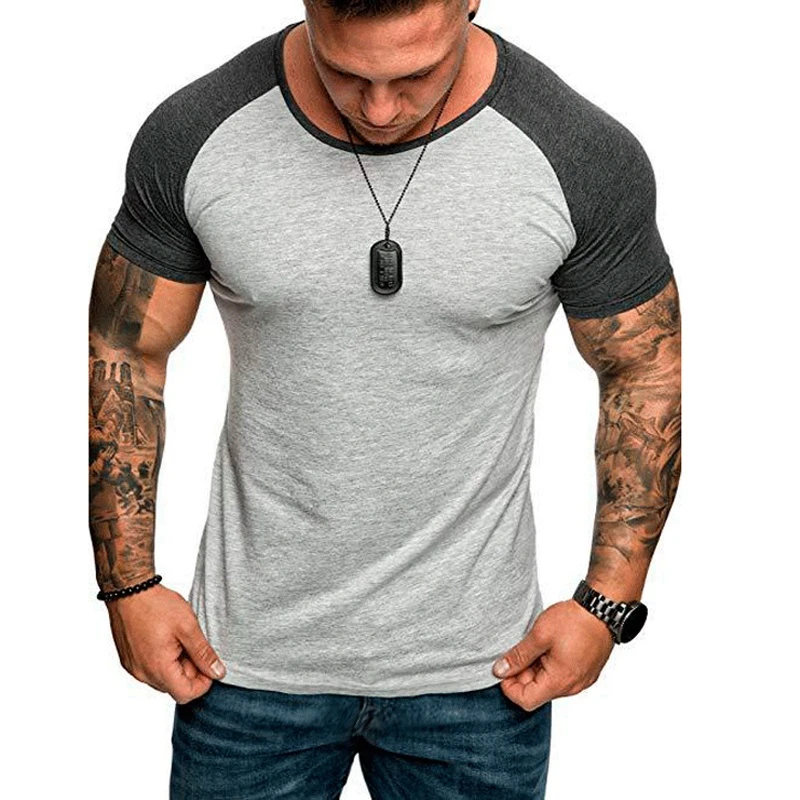 Camiseta deportiva de camuflaje para hombre, camisetas ajustadas atléticas para gimnasio, camisetas informales de verano con cuello redondo, camiseta de Color Patchwork de grande 3XL|Camisetas| - AliExpress