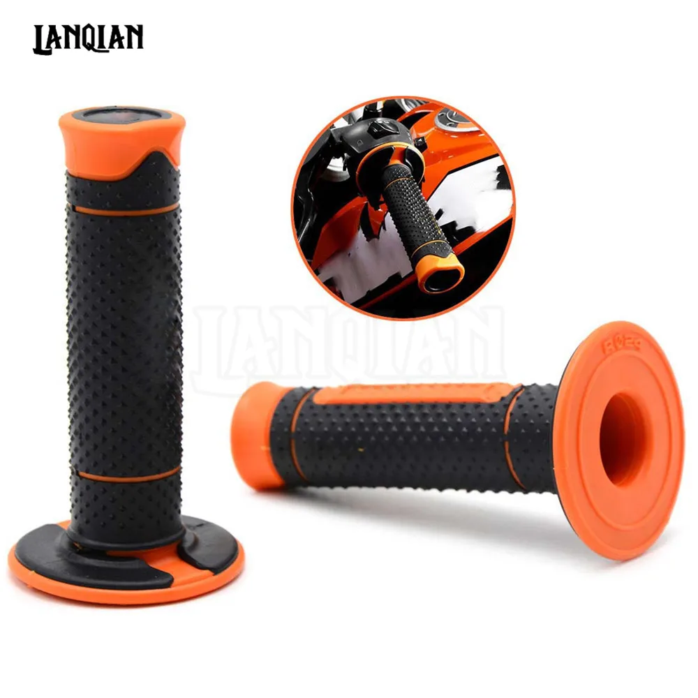Orange & Black Color Motorcycle HandleBar Motorbikes Grips Rubber Gel
