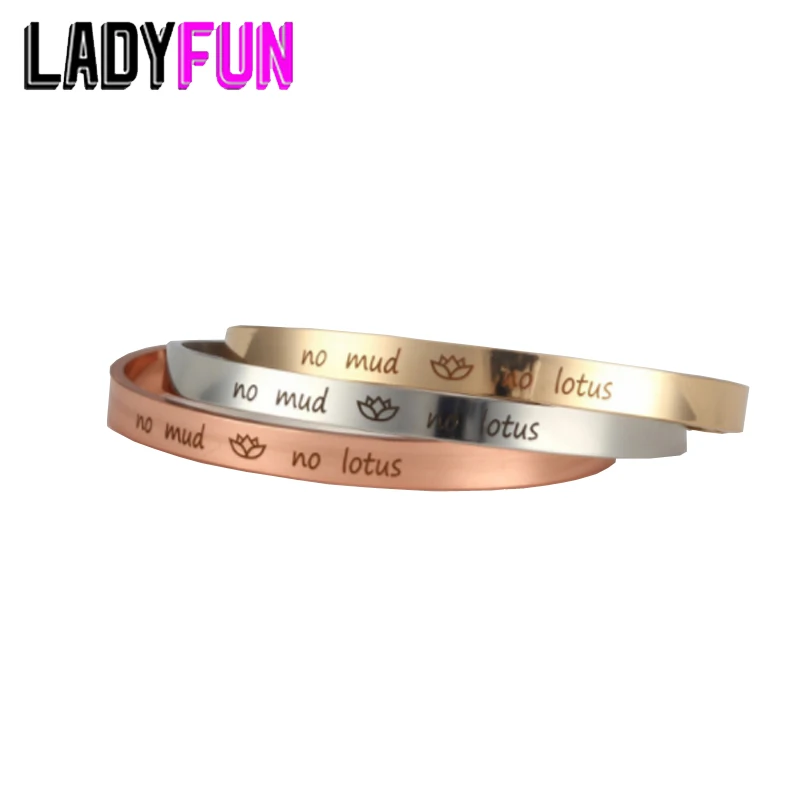 

Stainless Steel Bangle Engrave no mud no lotus Bangles,1pcs engrave custom logo bangle 4.0*62mm
