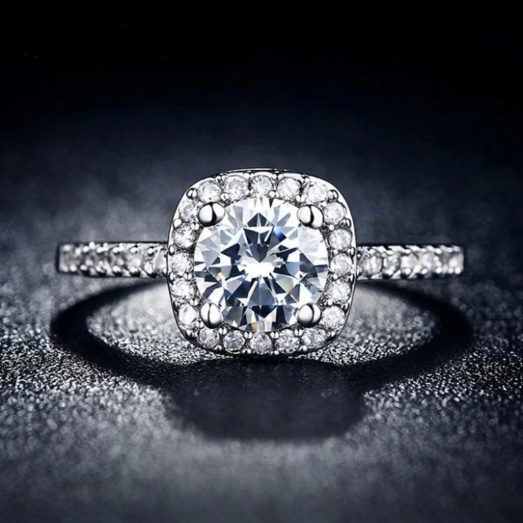 

SHUANGR Wedding rings for women White Gold Color jewelry rings Engagement square bague AAA zirconia Accessories bijoux