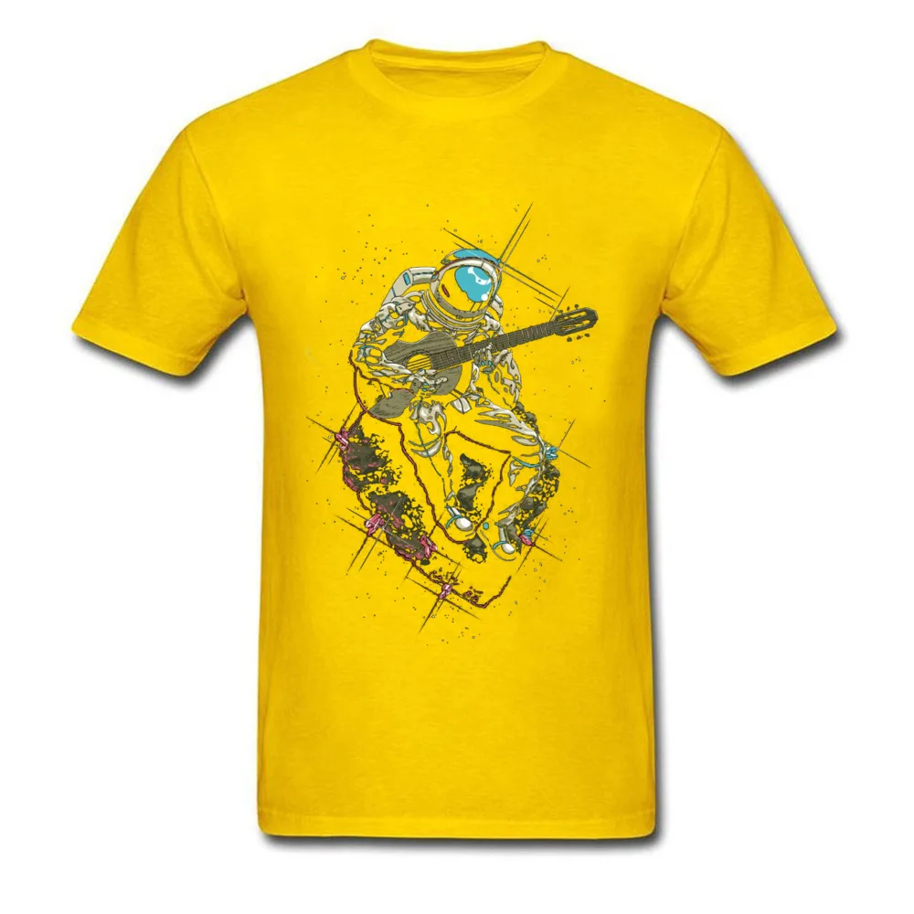 Design Astronaut-Guitar-Player190617 T-Shirt for Men Faddish VALENTINE DAY Round Collar Cotton Short Sleeve T-Shirt Tops Shirts Astronaut-Guitar-Player190617 yellow
