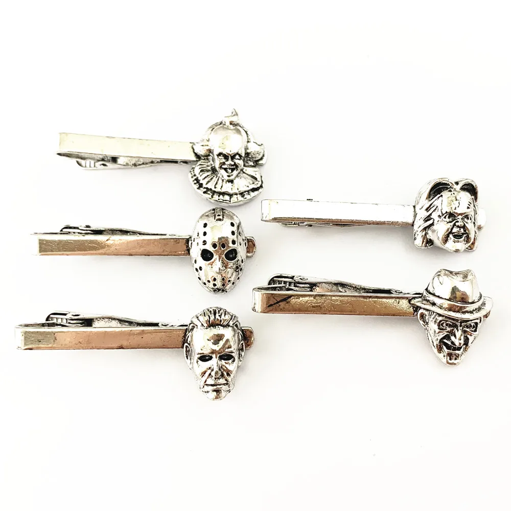 

FANTASY UNIVERSE Freeshipping 1pc Chucky Face Stephen Kings IT Penny Wise Jason Hockey Horror Tie Clip HRDIS01